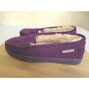 Bearpaw Women's Size 5 Moccasin Driving Mocs Purple Sheepskin Thick Shearling